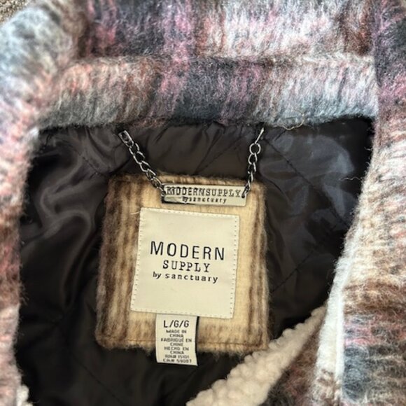 Modern Supply by Sanctuary Faux Wool Collared neckline Long Sleeve Plaid Shacket - Picture 11 of 14
